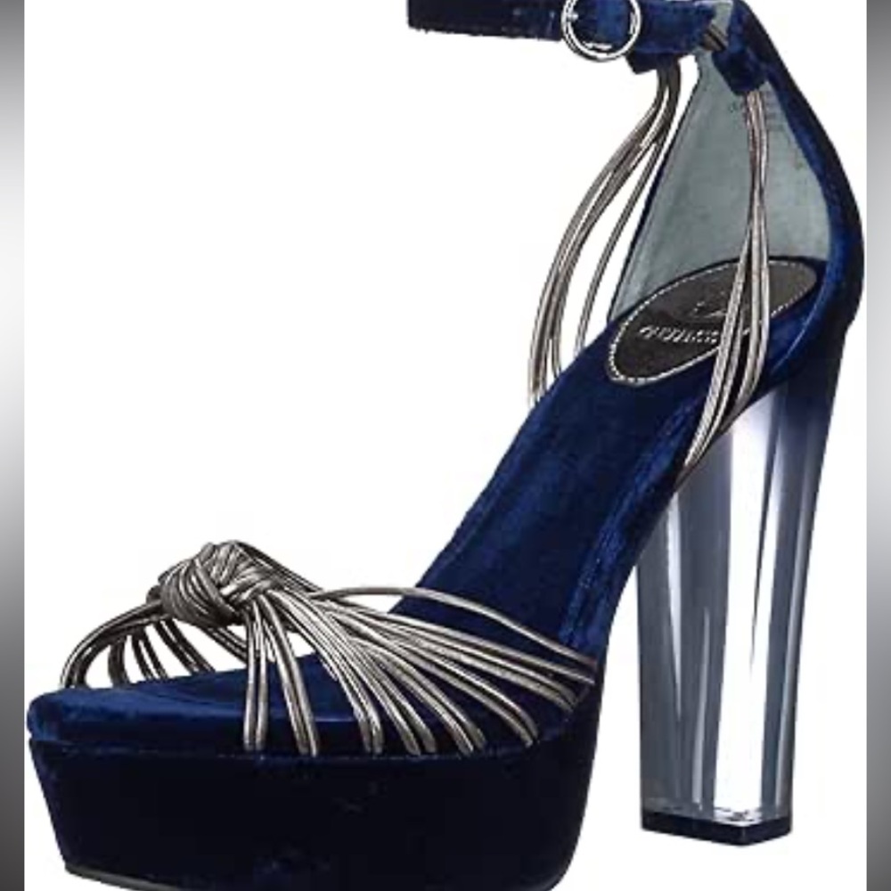 Guess Women's Metallic Silver and Navy Heels
